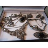 Quantity of various silver marcasite set jewellery