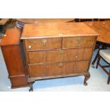 Late 17th or early 18th Century walnut chest of two short and two long drawers with line inlays,