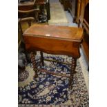 Victorian mahogany and line inlaid drop-leaf Sutherland table on spiral twist supports with