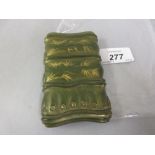 Japanese green and gilt lacquered visiting card case CONDITION REPORT 10cms x 6cms