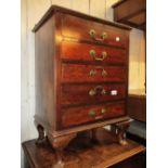 1920's Walnut five drawer drop-front music cabinet on cabriole supports together with a small