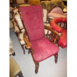 Late 19th Century upholstered smoker's bow chair,