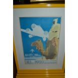 Set of ten reproduction Italian travel posters in yellow lacquer frames