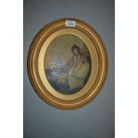 Late 19th Century oval gilt framed oil,