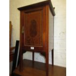 Edwardian mahogany and inlaid bedside cabinet and a reproduction mahogany leather inset occasional