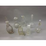 Seven various glass decanters