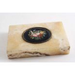 A 19TH CENTURY ITALIAN DESK WEIGHT in the form of rectangular marble tile, inset with a