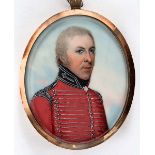 FREDERICK BUCK (1771-1840) Portrait of an officer in uniform wearing red jacket; 6.25 x 5 cms, the