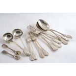 LILY PATTERN FLATWARE:- A set of three Edwardian table spoons and three table forks, monogrammed, by