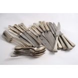 A SET OF SIX LATE 19TH CENTURY AUSTRO-HUNGARIAN TABLE KNIVES & SIX SIDE KNIVES with steel blades and