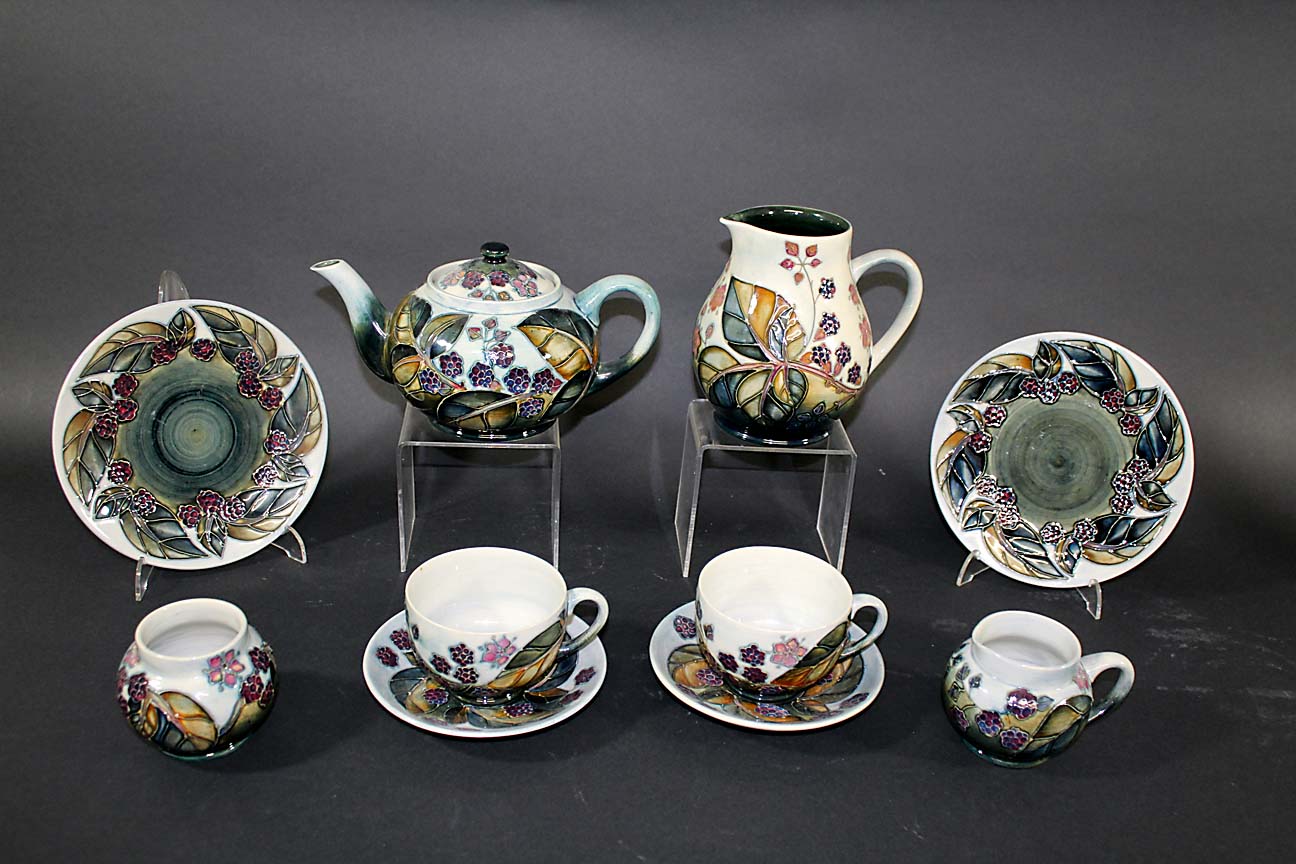 MOORCROFT - BRAMBLE TEA SET a collection of Moorcroft in the Bramble design, designed by Sally