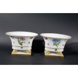 PAIR OF HEREND JARDINIERES painted in the Fruit & Flowers design, each with gilded claw feet and