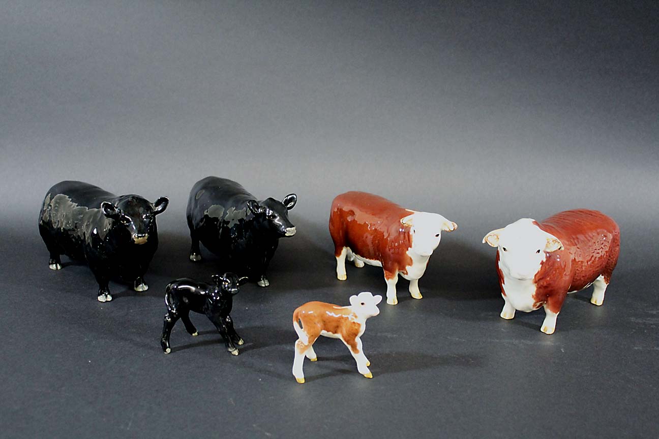 BESWICK CATTLE including Model No 1562 Aberdeen Angus Bull, No 1563 Aberdeen Angus Cow, No 1406A