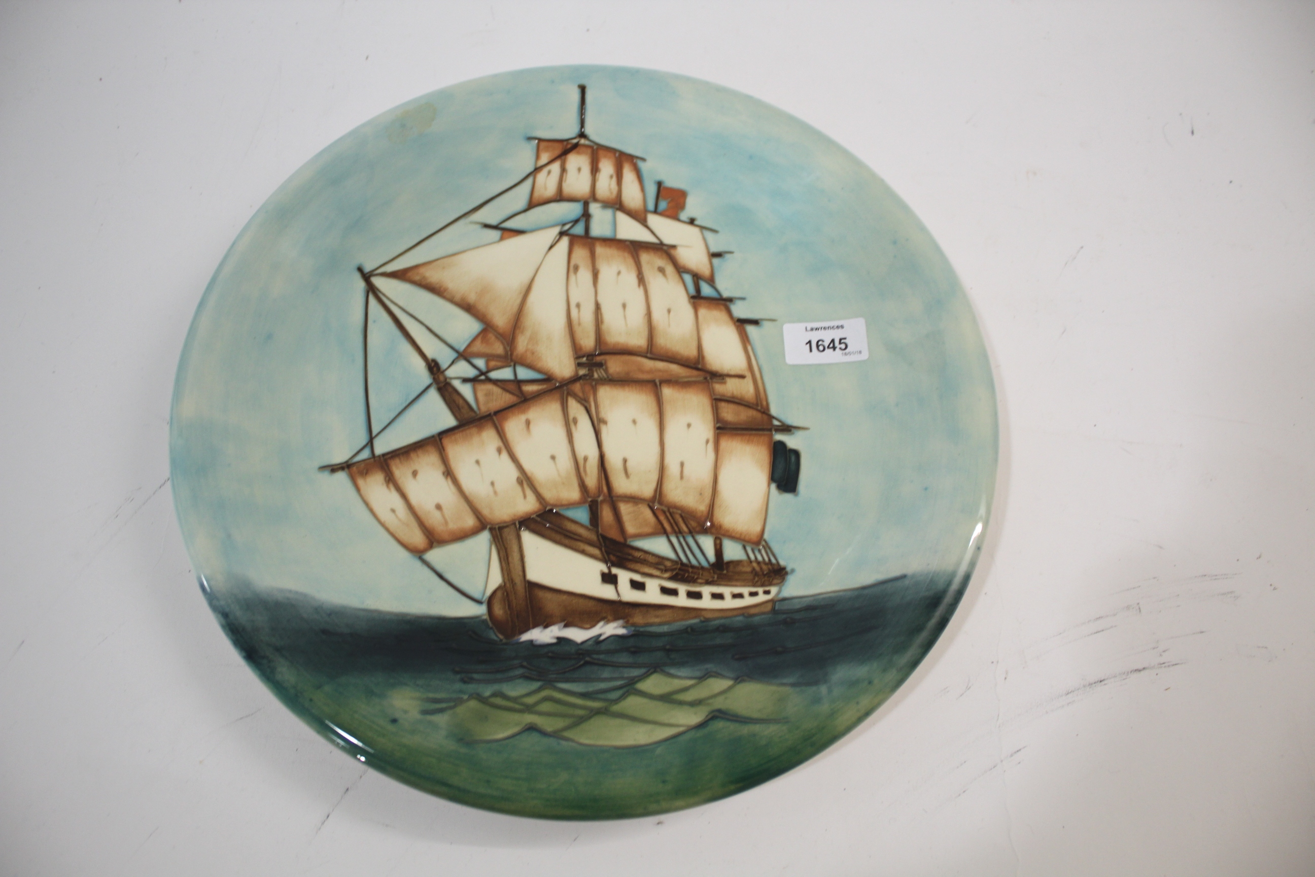 LARGE MOORCROFT CHARGER - H.M.S SIRIUS a large limited edition modern Moorcroft charger in the H.M.S - Image 2 of 4