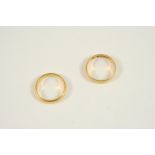 A 22CT. GOLD WEDDING BAND 4.1 grams, size R, together with another 22ct. gold wedding band, 5.5