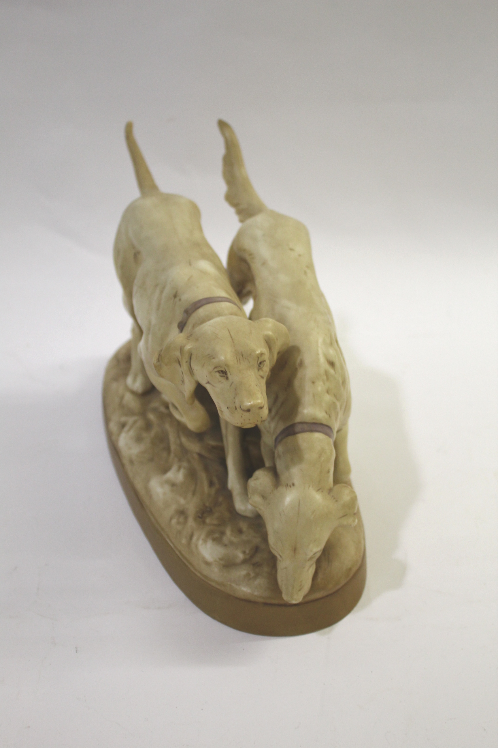 ROYAL DUX GROUP - GUN DOGS a pair of Gun Dogs on the scent, mounted on an oval base. Triangle mark - Image 3 of 5