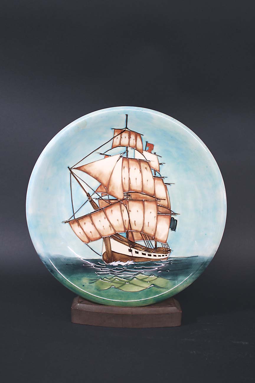 LARGE MOORCROFT CHARGER - H.M.S SIRIUS a large limited edition modern Moorcroft charger in the H.M.S