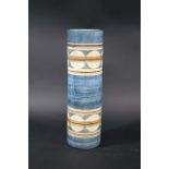 LARGE TROIKA VASE a large cylindrical sleeve vase, with a blue ground and a circular and line