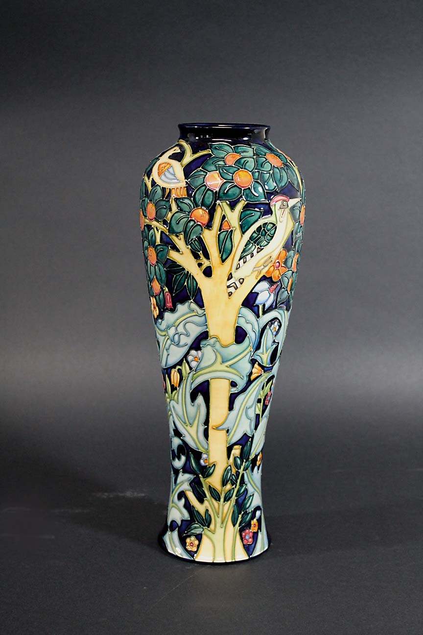 MOORCROFT VASE - TREE BARK THIEF a boxed modern Moorcroft limited edition vase in the Tree Bark