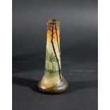 LEGRAS CAMEO GLASS VASE a cameo glass vase, designed with trees in a landscape scene. Signed,