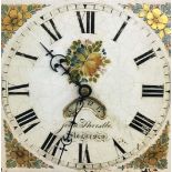 OAK AND MAHOGANY LONGCASE CLOCK, circa 1835-40, the 11" painted dial inscribed John Thristle,