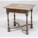 QUEEN ANNE STYLE OAK SIDE TABLE, the rectangular top above a single drawers, baluster turned legs