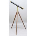 BLACK LACQUERED BRASS TELESCOPE, by Broadhurst, Clarkson and co, London, 3", with sighting scope,