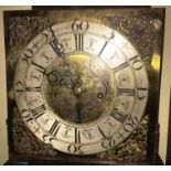 OAK LONGCASE CLOCK, the brass dial with 10" silvered chapter ring on a brass, eight day, four pillar