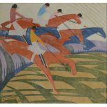 •WALTER E. GREENGRASS (1896-1970) THE FIRST FENCE Colour linocut, 1933, on simili Japan, signed