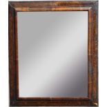 QUEEN ANNE WALNUT CUSHION MIRROR, the rectangular plate inside the moulded rim, height 60cm x 51cm
