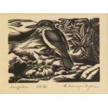 ERNEST MERVYN TAYLOR (1906-1964) KINGFISHER; PUKEKO Two, wood engravings, on mulberry tissue or