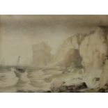 A GROUP OF SIX FRAMED DRAWINGS AND WATERCOLOURS to comprise landscape and marine subjects from c.