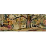 •EDITH LAWRENCE (1890-1973) OVER MANTEL PICTURE: A WOODED POOL Inscribed on label affixed to new