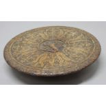OAK LAZY SUSAN, mid 19th century, possibly Irish, carved with a central rampant lion inside stiff