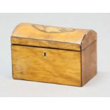 REGENCY SATINWOOD TEA CADDY the domed lid with shell inlay enclosing two lidded compartments, height