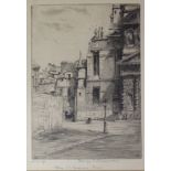 GEORGE TAYLOR PLOWMAN (American, 1869-1932) PLACE ST. GENEVIEVE, PARIS Etching, signed, inscribed