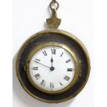 REGENCY SEDAN CLOCK, the 2 3/4" enamelled dial on a brass movement signed Josh Beale, Twickenham, No