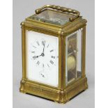FRENCH GILT BRASS GORGE CASED CARRIAGE CLOCK, late 19th century, possibly petite sonnerie,