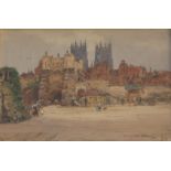 WILFRID WILLIAMS BALL (1853-1917) BOOTHAM BAR, YORK Signed and dated 98, watercolour and pencil 16.5