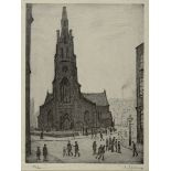 •AFTER LAURENCE STEPHEN LOWRY, RA (1887-1976) ST SIMON'S CHURCH, SALFORD (1927) Offset lithograph,