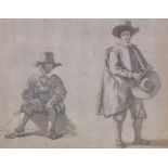 FOLLOWER OF AELBERT CUYP (1620-1691) STUDY OF TWO FIGURES Grey wash 17.5 x 22cm. Provenance: