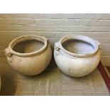 PAIR OF THOMASON CUDWORTH JARDINIERES, after Mary Watts for the Compton Potters Arts Guild, buff