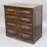 CAROLEAN OAK CHEST OF DRAWERS, later 17th century, the two short and three long drawers with raised,