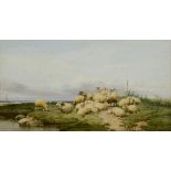 THOMAS SIDNEY COOPER, RA (1803-1902) SHEEP ON THE KENT COAST Signed and dated 1858, watercolour 29 x