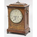 REGENCY ROSEWOOD MANTEL CLOCK, the 6" silvered dial inscribed Gravell & Son, Charter-House Square,