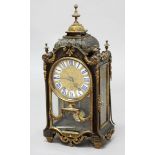 FRENCH LOUIS XIV STYLE MANTEL CLOCK, 19th century, the gilt dial with blue and white enamelled