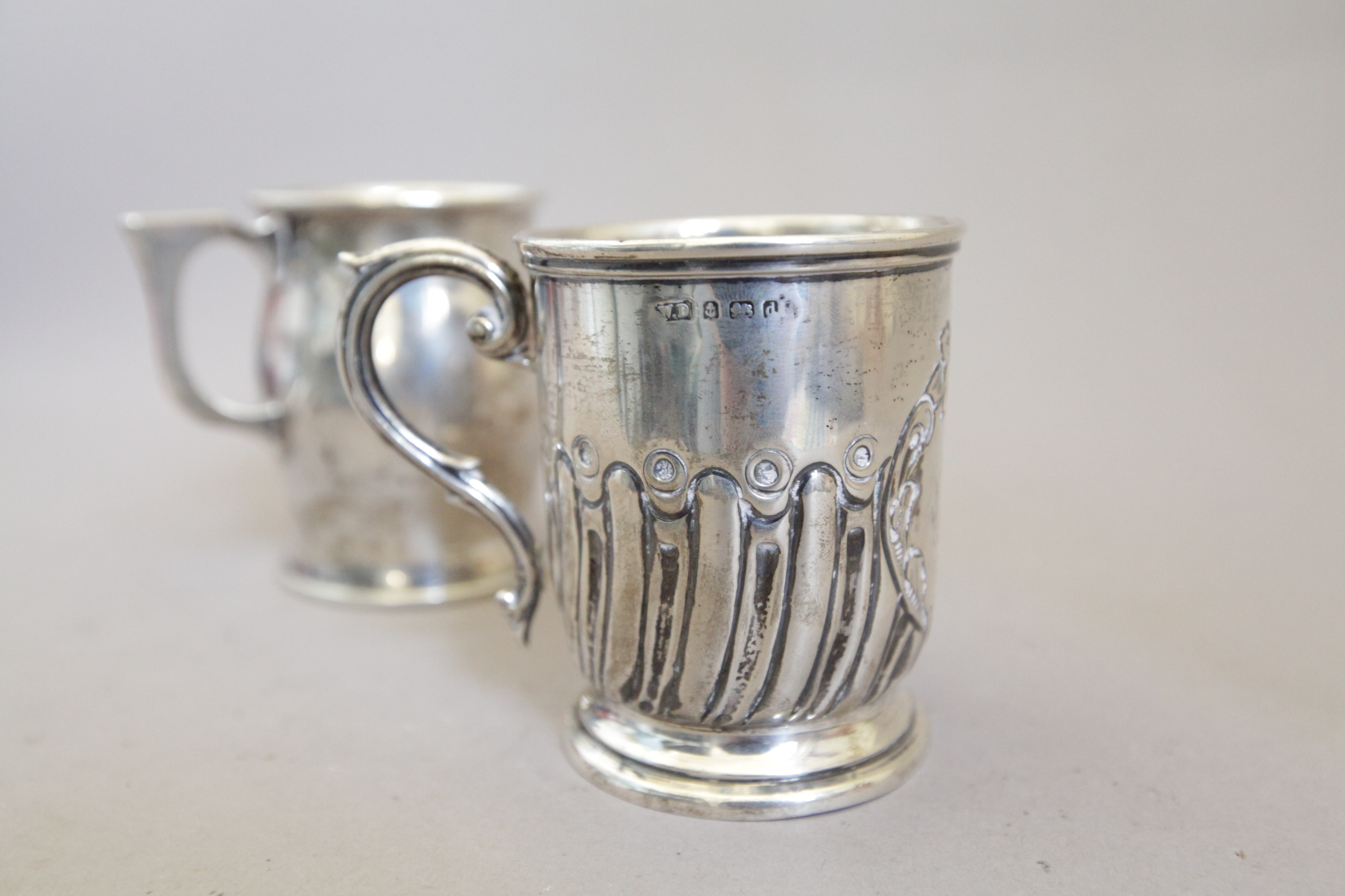 Two Silver Christening Mugs