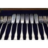 Cased Set of Six Pairs of Silver Fish Knives and Forks Hallmarked 1923