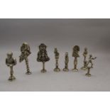 Eight Brass Stoppers comprising Three Portrait Busts Including Charles II and Five Others (Various)