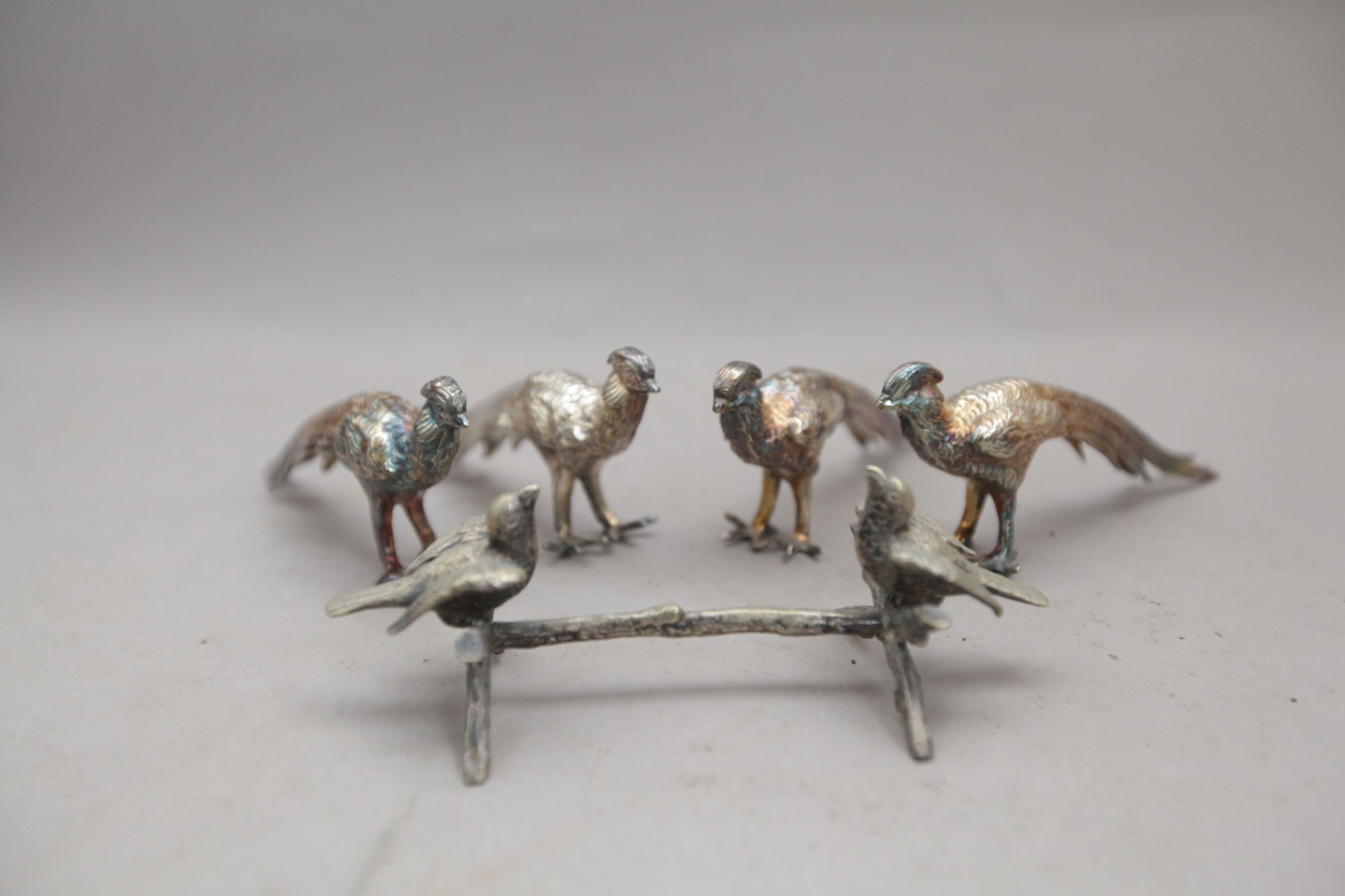 Plated Flatware & Cutlery and Four Small Table Pheasants (lot) - Image 3 of 4